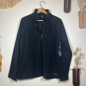 NWT Black Eddie Bauer Sz Lrg Womens Quest Fleece 1/4 Zip Fleece Sweater